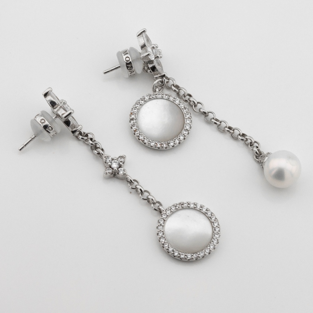 Срібні асиметричні сережки-висюльки c121515