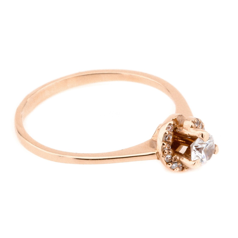 Золотое кольцо в форме пряжки с фианитами КК11058, 18 размер