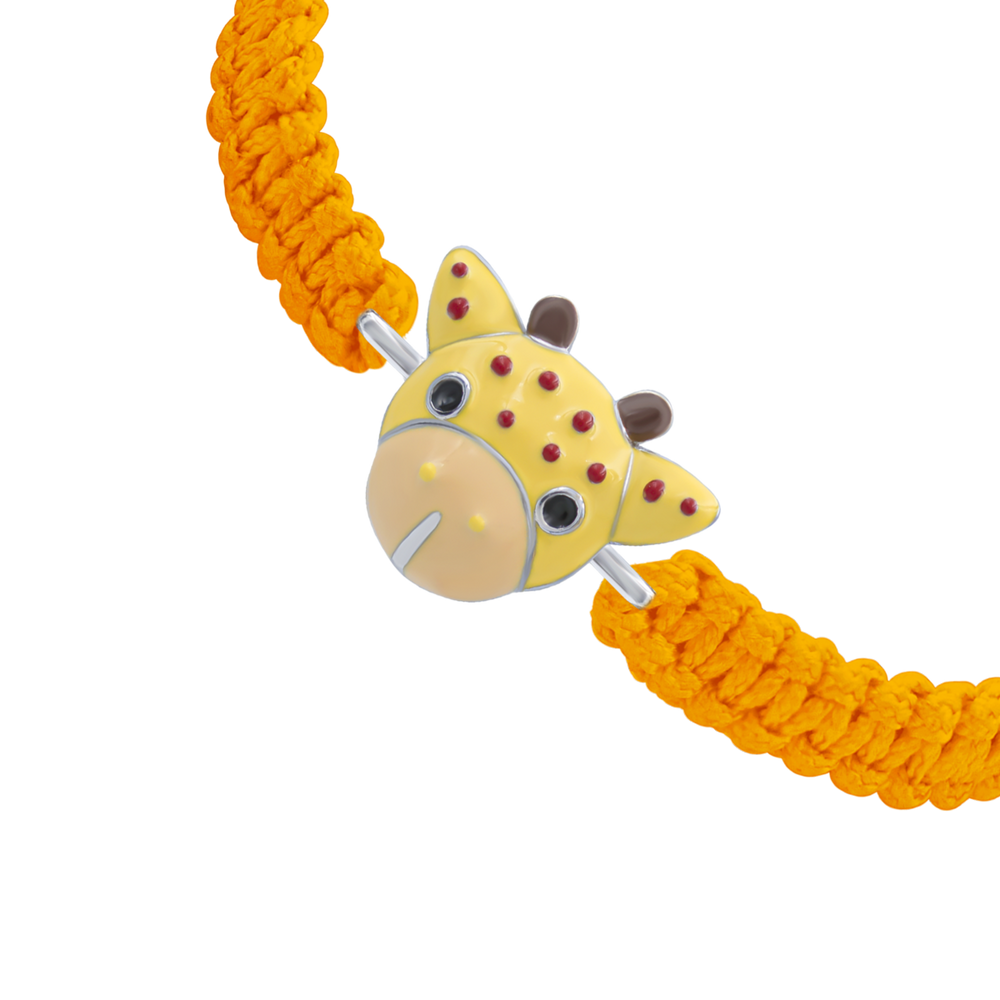 Дитячий браслет плетений Жираф з емаллю помаранчевий