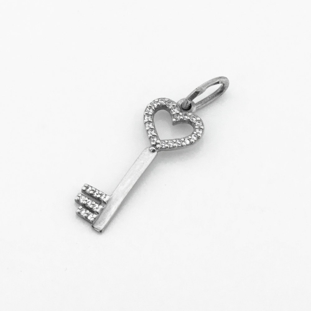 Серебряная подвеска Ключик с сердцем с фианитами 760ф-4
