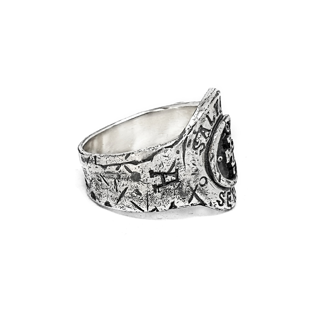 Серебряное кольцо "Спаси и Сохрани" Salva et Serva (Салва эт Серва латынь) 1110EJ размер 17