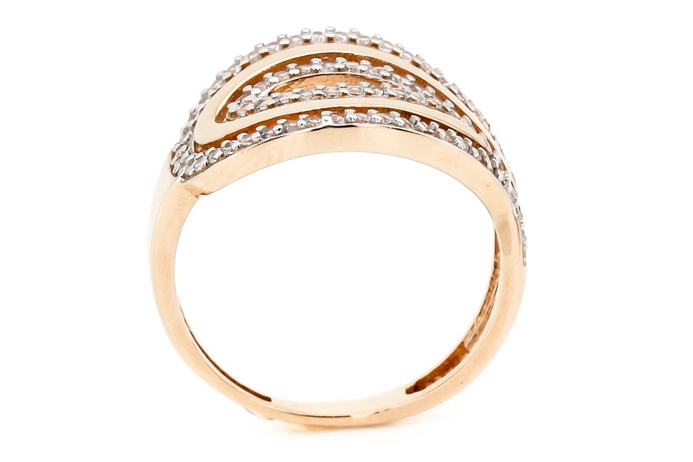 Золотое кольцо с фианитами в классическом стиле КК11313а, 17 размер, 17, Белый