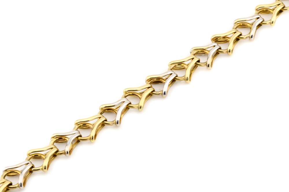 Мягкий браслет из золота с фигурными звеньями КВ15216, 17 размер