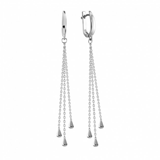 Срібні сережки підвіски довгі Ланцюги пензлики c23198-Н