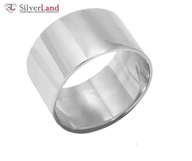 Женское широкое серебряное кольцо без вставок родированное Арт.mk228, размер 23