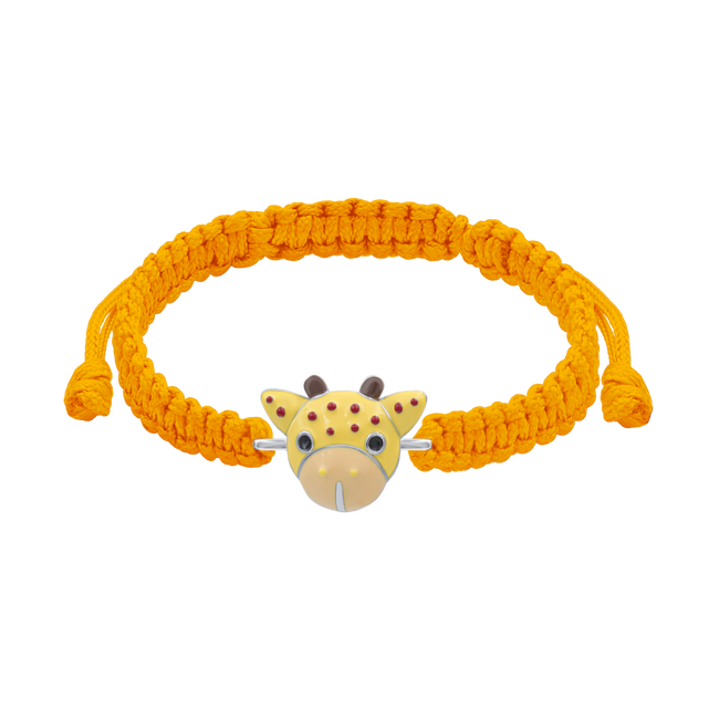 Детский браслет плетеный Жираф с эмалью оранжевый