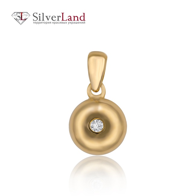 Золотой кулон круглой формы с бриллиантом Арт. 730150, Белый