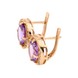 Золоті сережки з аметистами овал та фіанітами 12940am, Фіолетовий