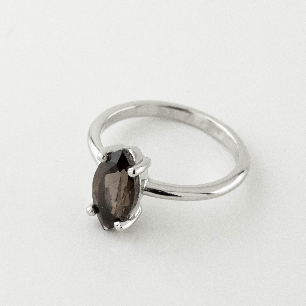 Серебряное кольцо Маркиз с дымчатым кварцем 3101991-4sg, 16,5 размер