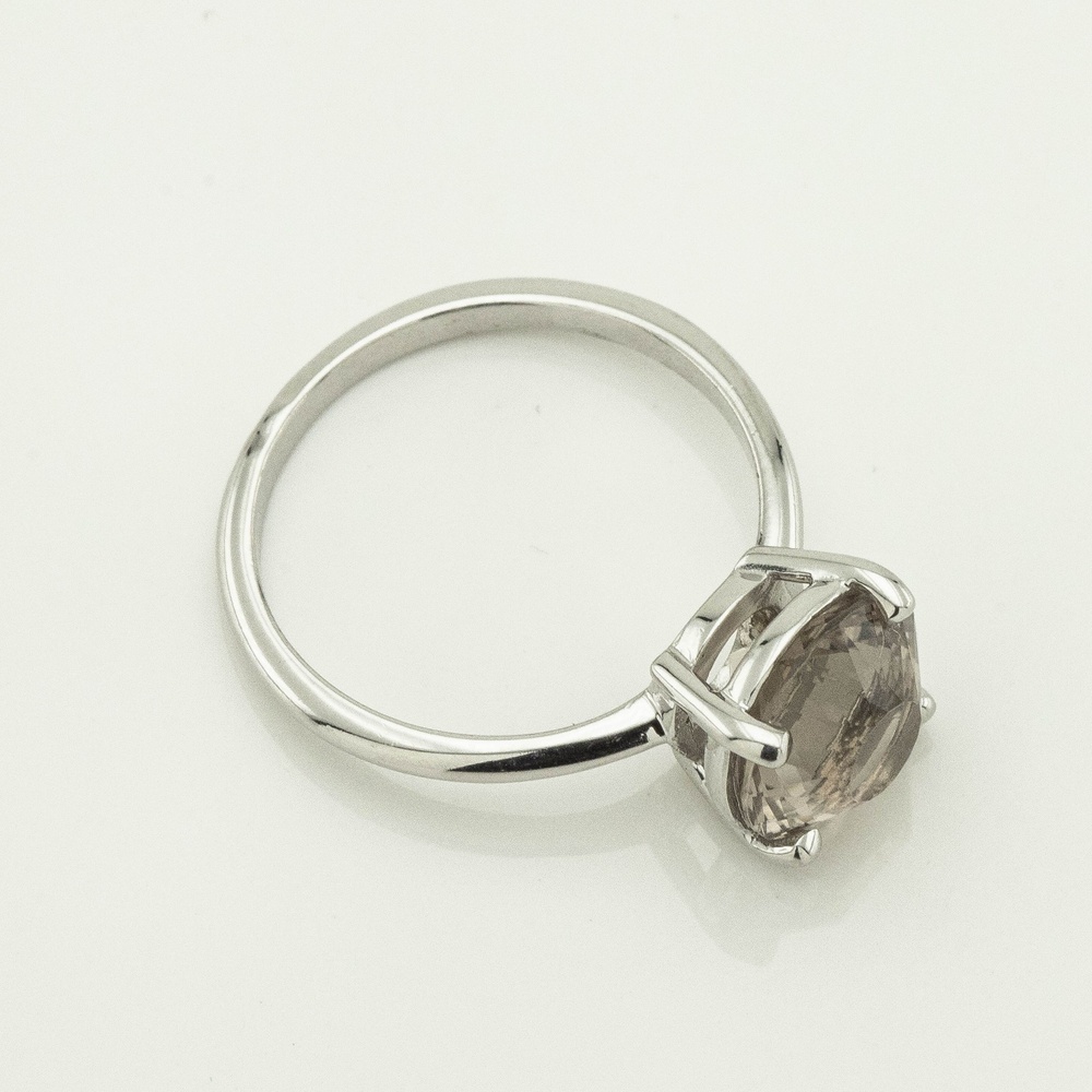 Серебряное кольцо Круг с дымчатым кварцем 3101992-4sq, 16,5 размер