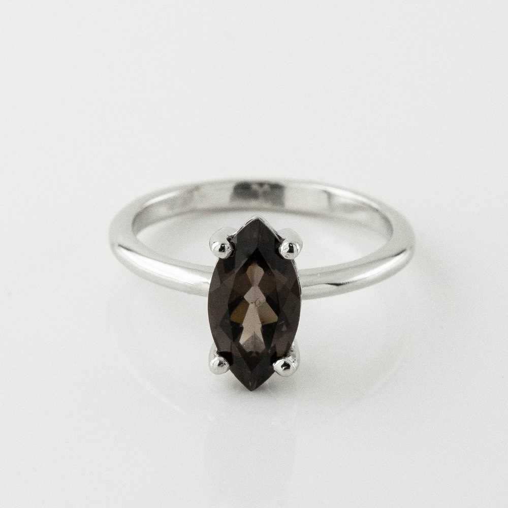 Серебряное кольцо Маркиз с дымчатым кварцем 3101991-4sg, 16,5 размер