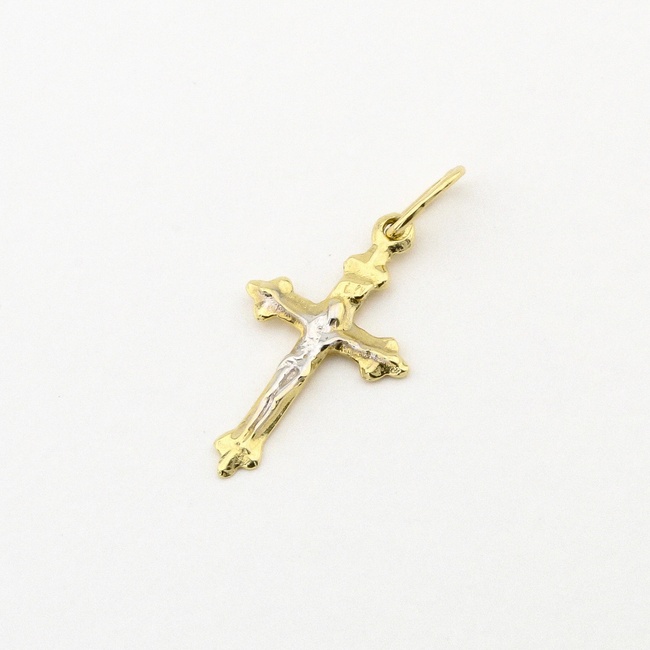 Золотой крестик с распятием в желтом золоте P13657
