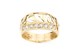 Кольцо широкое из желтого золота с резным узором с фианитами дорожкой 11388, 18 размер