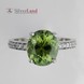 Золотое кольцо с зеленым цирконом и бриллиантами Арт. Кb-7554, Зеленый