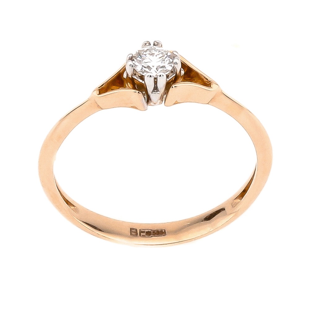 Золотое кольцо с бриллиантом (0.18 карат) RO06973, 16 размер