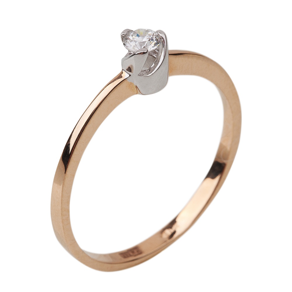 Золотое кольцо с бриллиантом выступающим камнем RO03885, 18 размер