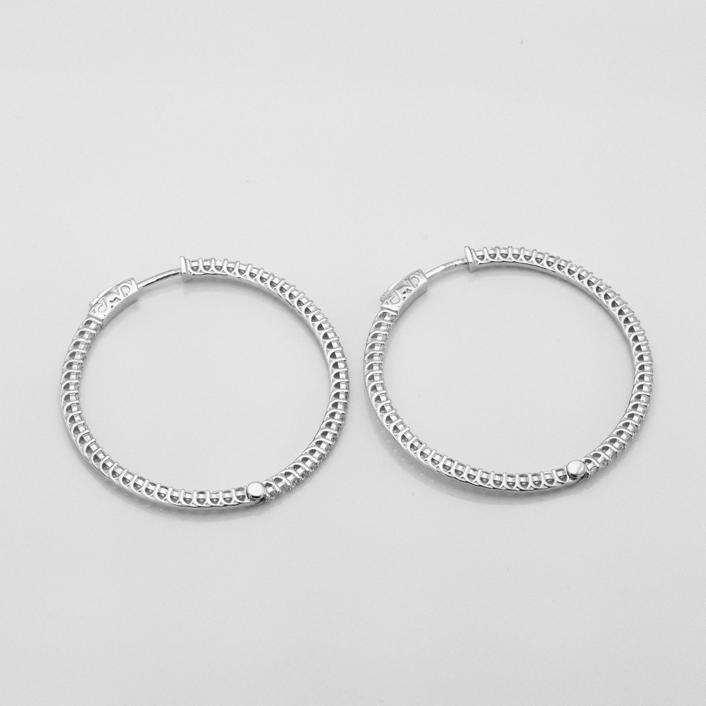 Срібні сережки-кільця з фіанітами (⌀4,3 см) 3202142