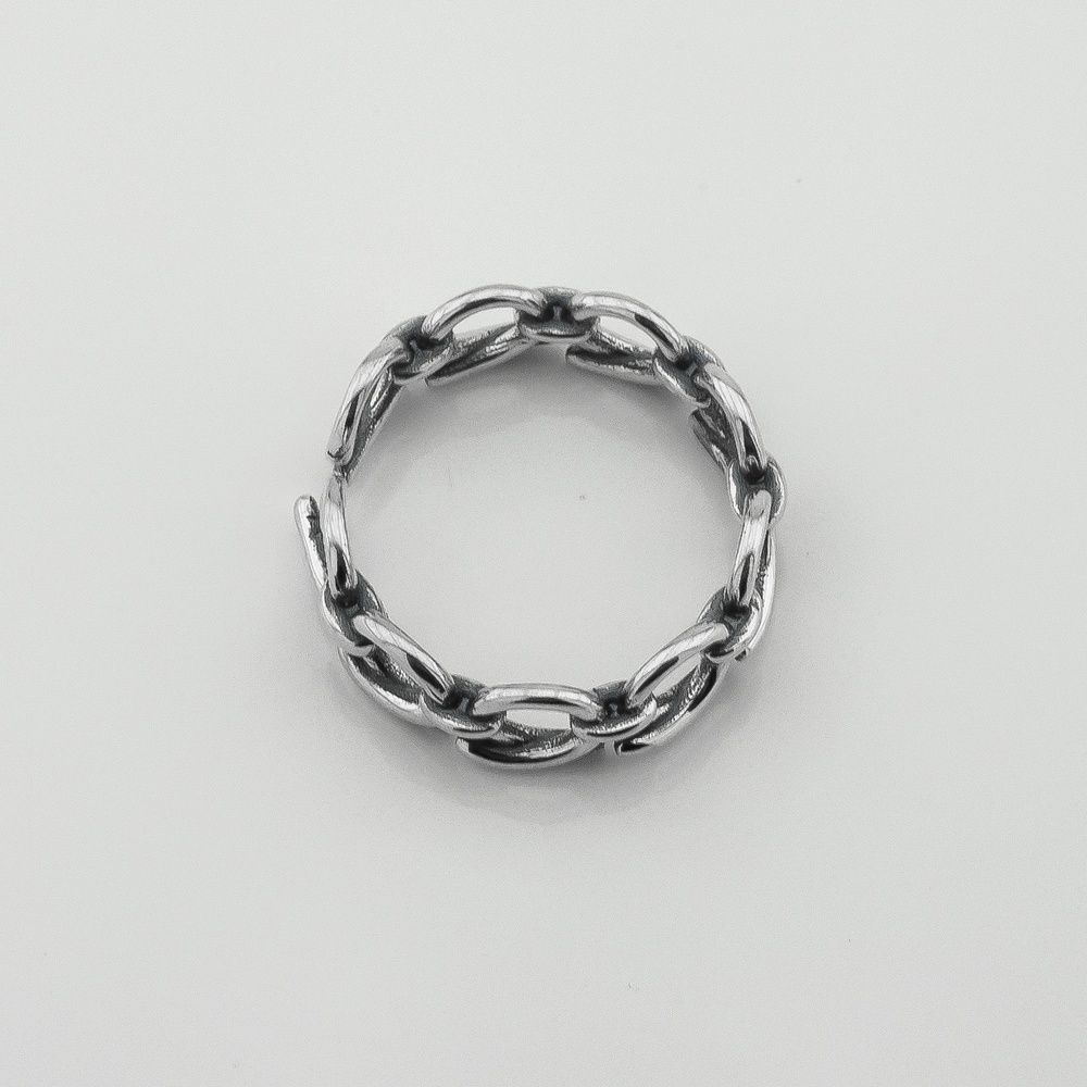 Серебряное открытое кольцо Цепь k111791, 17 размер