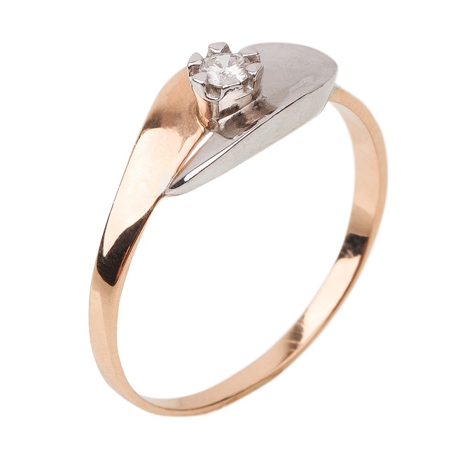 Золотое кольцо с выступающим бриллиантом YZ30893, 18 размер