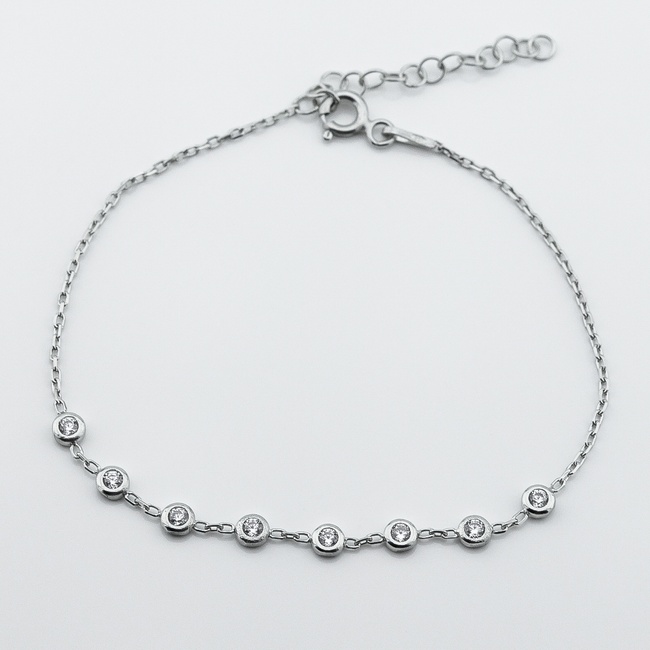 Срібний браслет-ланцюг м'який з фіанітами b15925, 16 розмір
