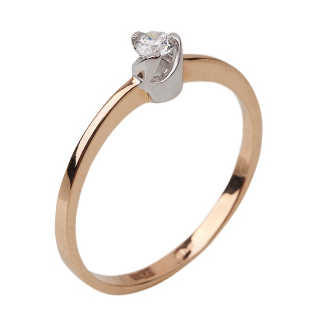 Золотое кольцо с бриллиантом выступающим камнем RO03885, 18 размер
