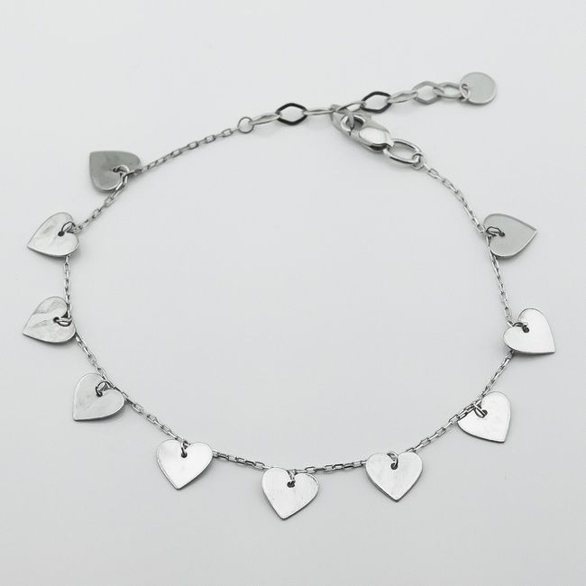 Серебряный браслет Сердечки b15954, 17 размер