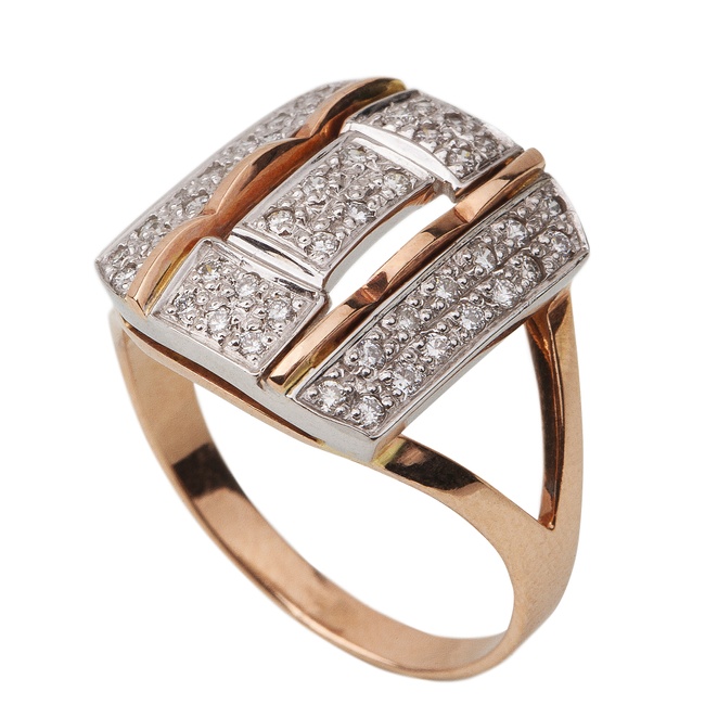Золотое кольцо с бриллиантами россыпью 11239, 18,5 размер