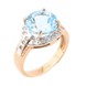 Золотое кольцо с выступающим голубым топазом круглой формы и фианитами 11921top, 18 размер