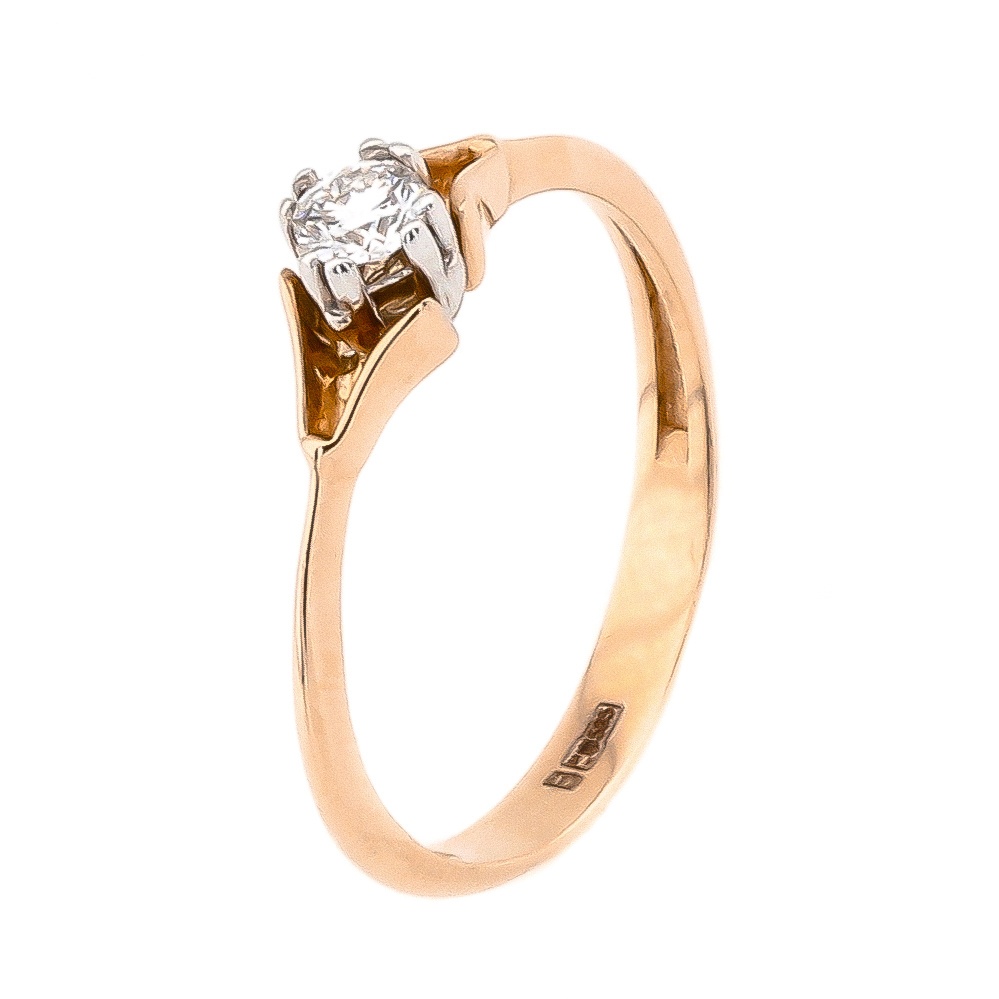 Золотое кольцо с бриллиантом (0.18 карат) RO06973, 16 размер
