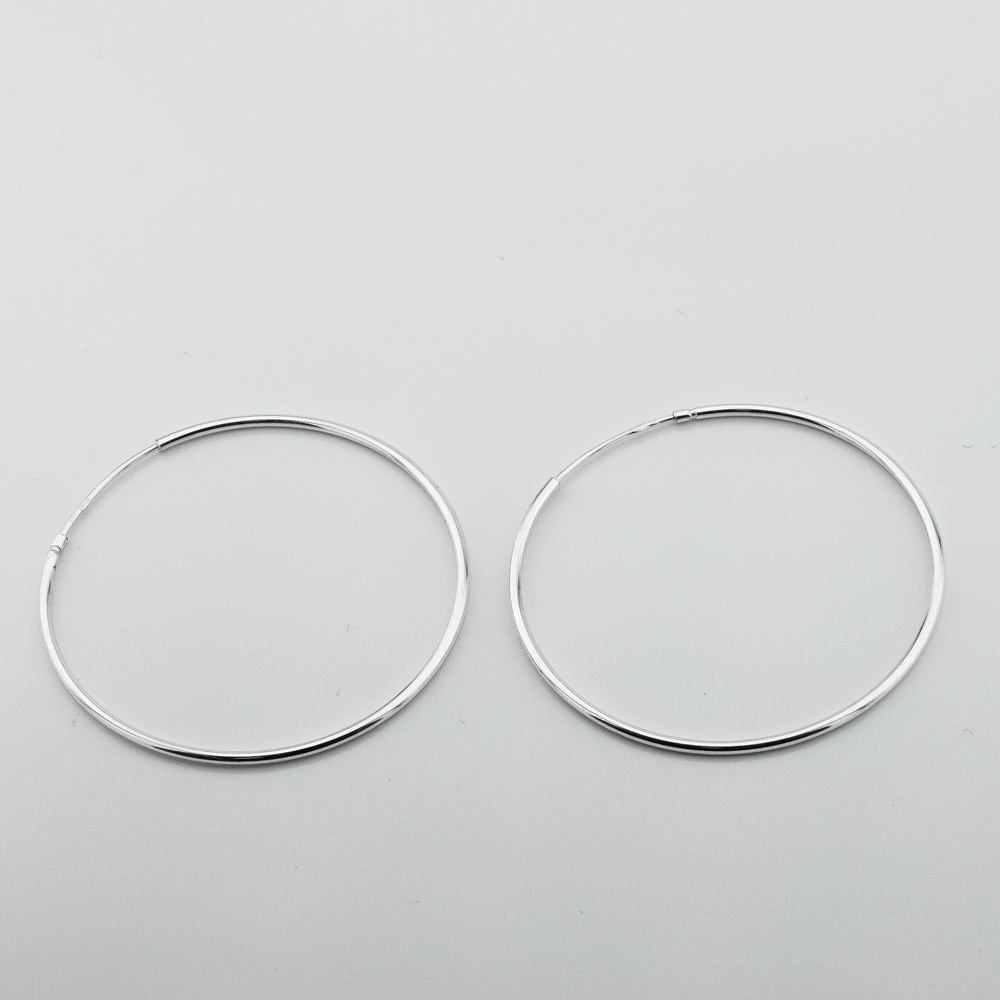 Серебряные серьги-кольца гладкие (⌀5 см) c121898-502