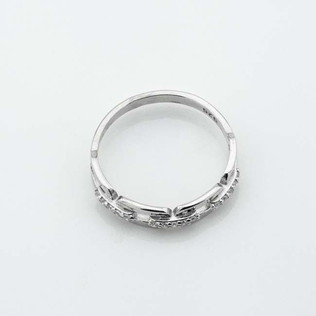 Серебряное кольцо Звенья с фианитами 3101965, 16 размер
