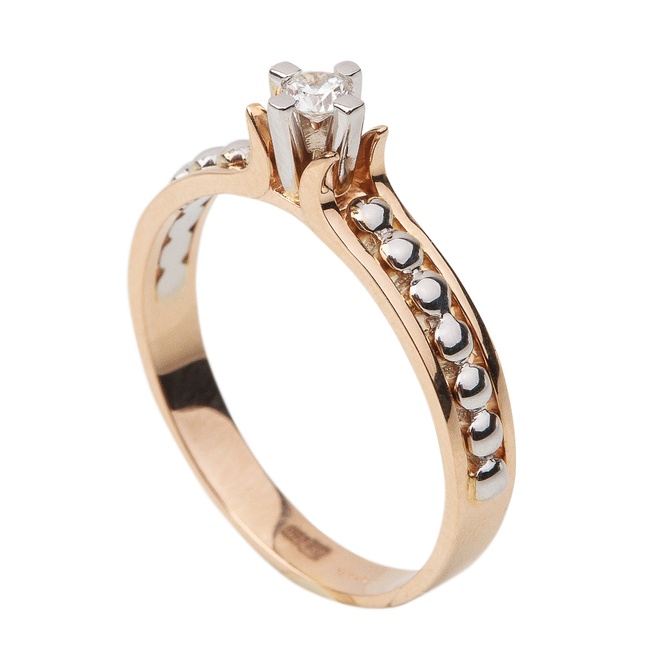 Выступающее Золотое кольцо с бриллиантом RO09257, 17,5 размер