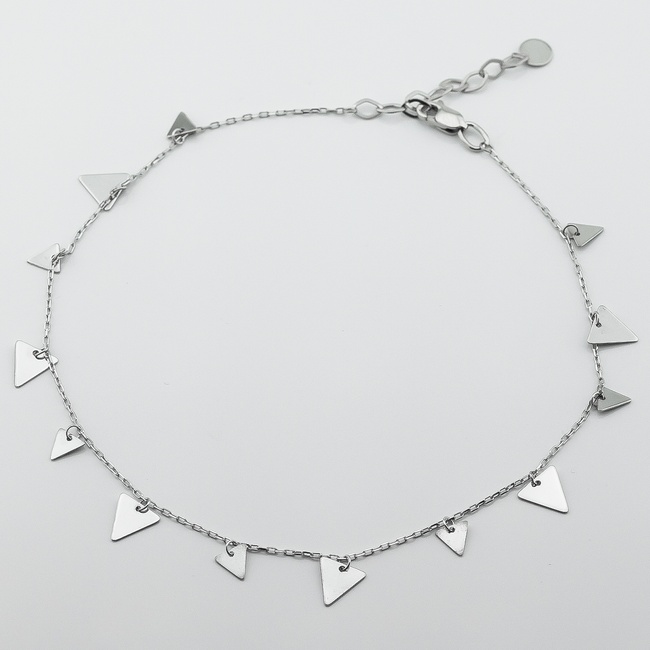 Срібний браслет Трикутники на ногу b15953, 22 розмір