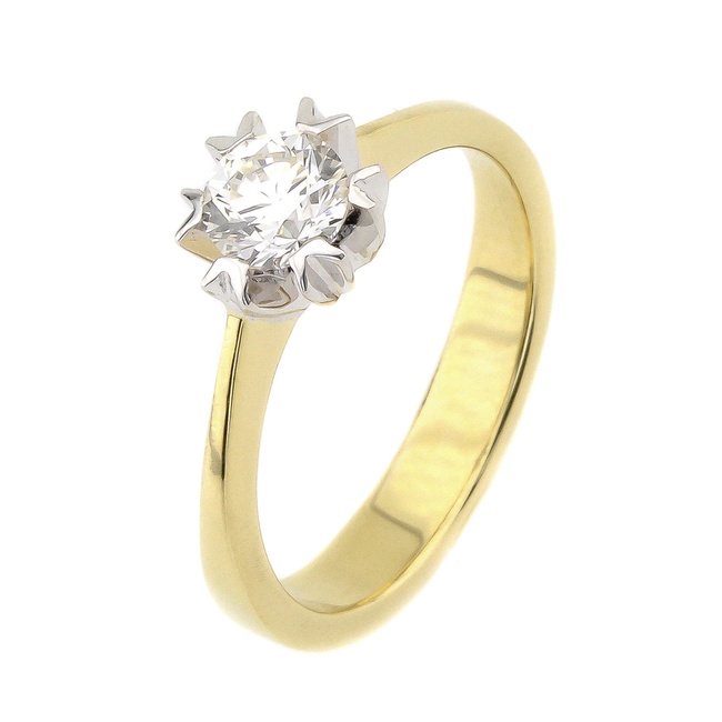 Кольцо из желтого золота с одним бриллиантом (0,71 карат) YZ27167