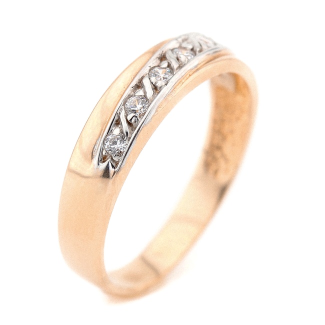 Золотое кольцо с дорожкой белых фианитов 11963, 18 размер