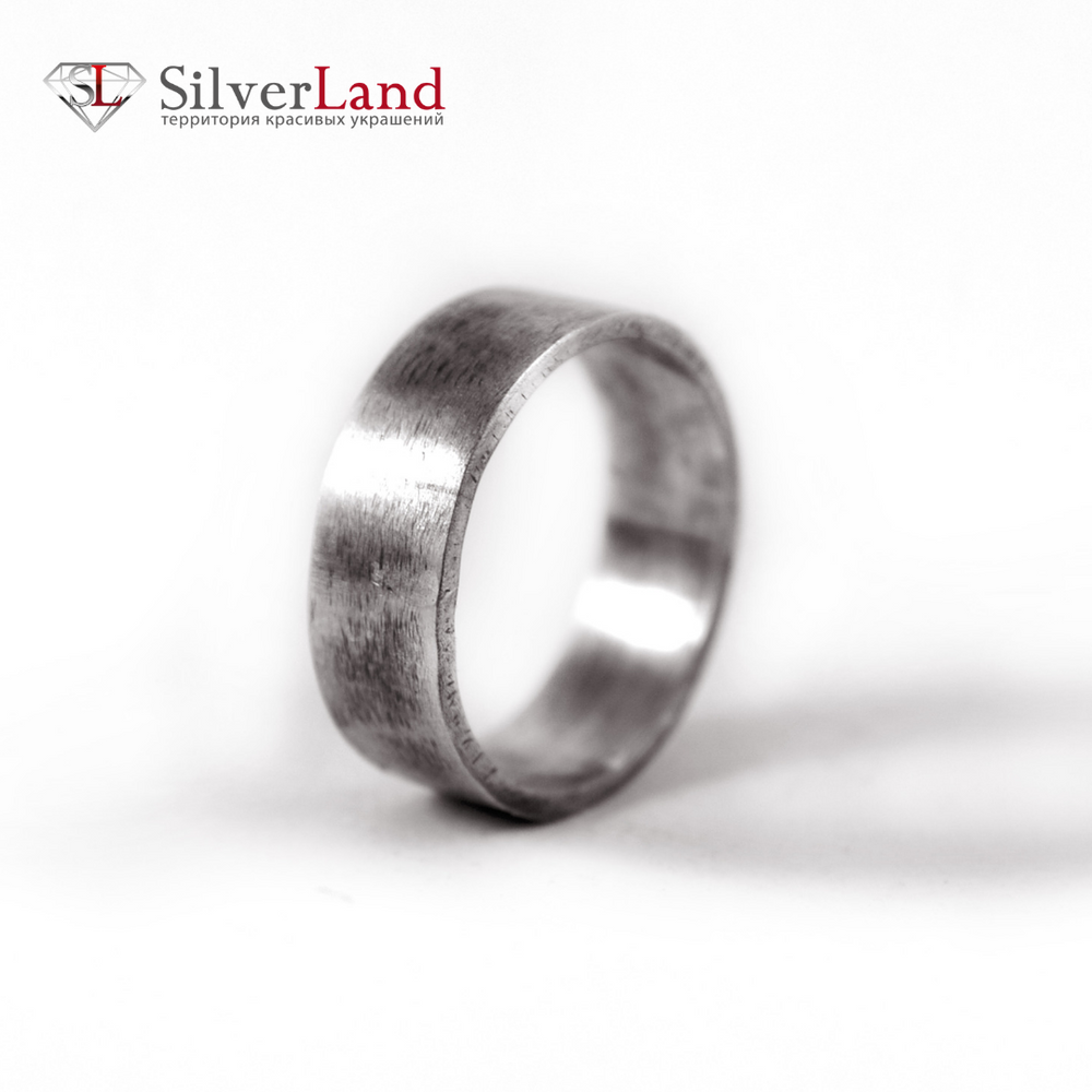 Серебряное черненое кольцо "EJ Openness" с потертой текстурой без вставок Арт. 1082/EJ