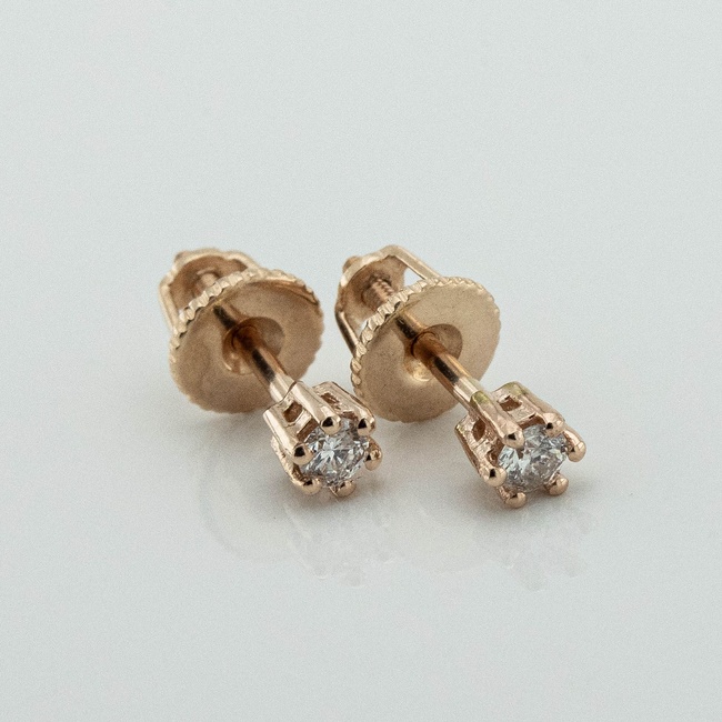 Золоті сережки-гвоздики з діамантами kp6287