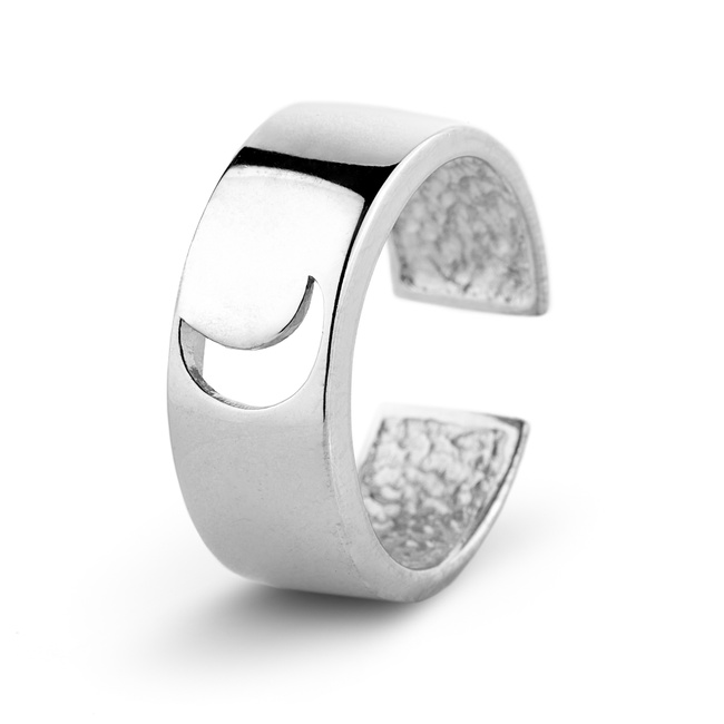 Серебряное кольцо «Луна» широкое незамкнутое 11011104, 16 размер