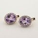 Золоті сережки Овали з аметистами та фіанітами 12610am