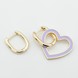 Асиметричні сережки з сердечком (фіолетовим) 82001, Фіолетовий
