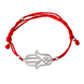 Браслет красная нить с серебром "Хамса" (Рука Фатимы) с фианитами с41041-H, Красный, Белый