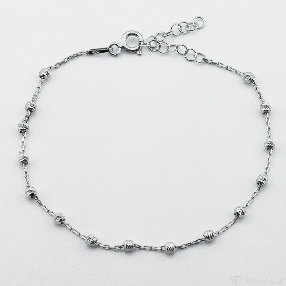 Срібний браслет-ланцюг Кульки без каменів b15924, 16 розмір