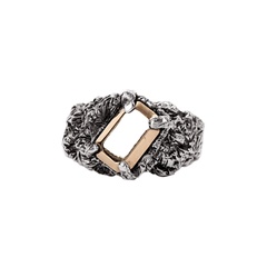 Авторський срібний перстень з золотом 750 "EJ Mad Precious" (Божевільна цінність) структурний з чорнінням, Арт. 1120/EJ-14