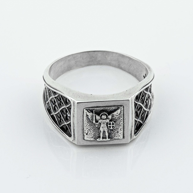 Мужское серебряное кольцо Архангел Михаил 274.1, 18 размер