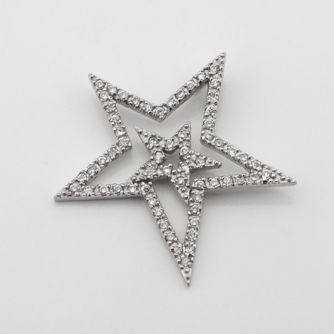 Серебряная подвеска Звезда с белыми фианитами p13861