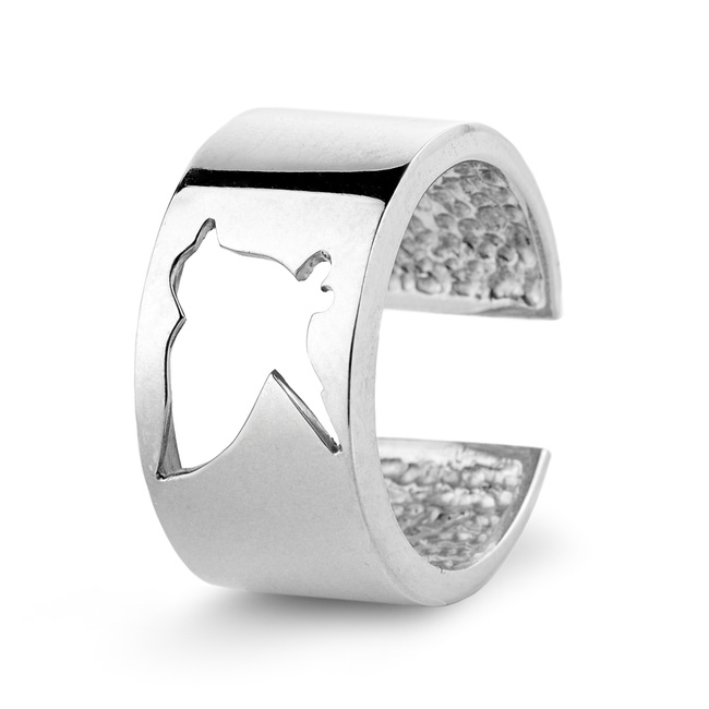 Серебряное кольцо «Голубь мира» широкое незамкнутое 11011184, 16 размер