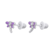 Сережки-пуссеты Стрекоза с фиолетовой, розовой эмалью и фианитами 2195822006130501, Фиолетовый, UmaUmi Fly
