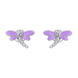 Сережки-пуссеты Стрекоза с фиолетовой, розовой эмалью и фианитами 2195822006130501, Фиолетовый, UmaUmi Fly