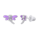 Дитячі сережки-пусети Бабка з фіолетовою емаллю та фіанітами 2195822006130501, Фіолетовий, UmaUmi Fly
