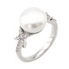 Срібний перстень з ним. перлів і фіанітами жіноче K11750, 17 розмір, 17, Білий